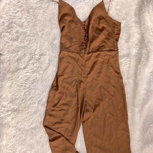 Dynamite Brown Silk Jumpsuit